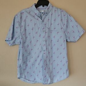 Fresh Prints Of Bel-Air Drill Clothing Flamingo Print Button Down XL